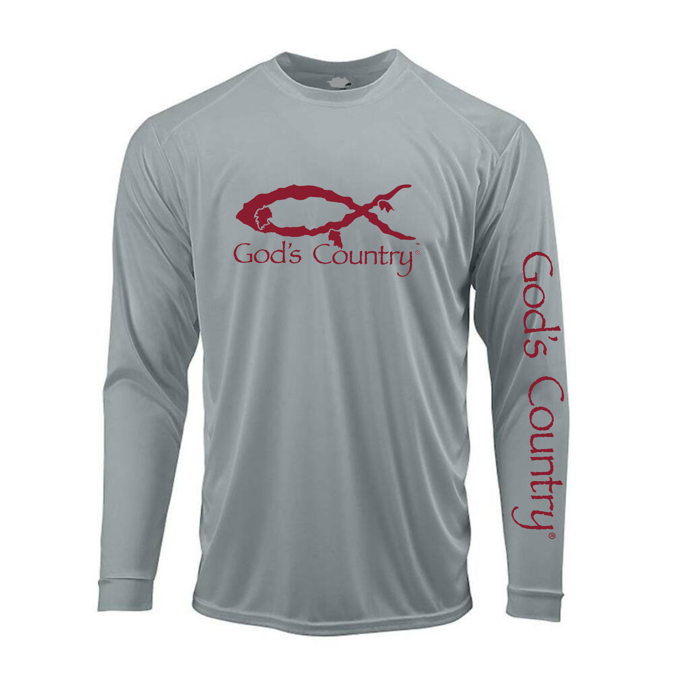 God's Country Fishing Shirt Medium / Medium Gray/Crimson